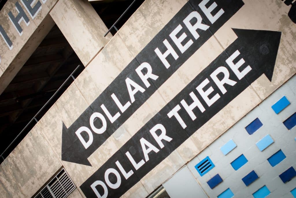 Large mural sign for a discount shop