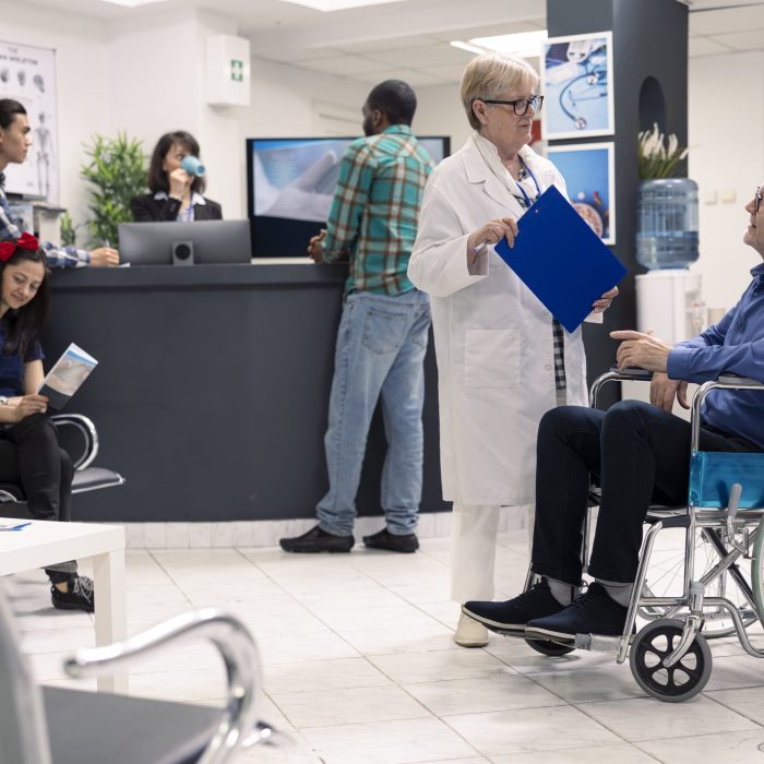 Elderly patient hospital consultation session