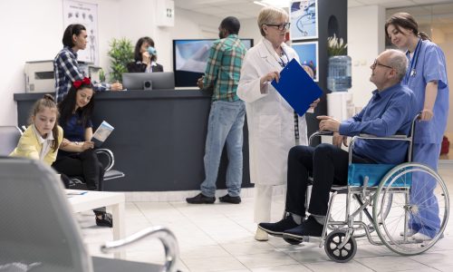 Elderly patient hospital consultation session